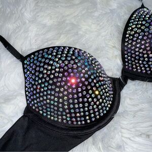 VS • Aurora Borealis Crystal Embellished Very Sexy Low Cut Demi Bra